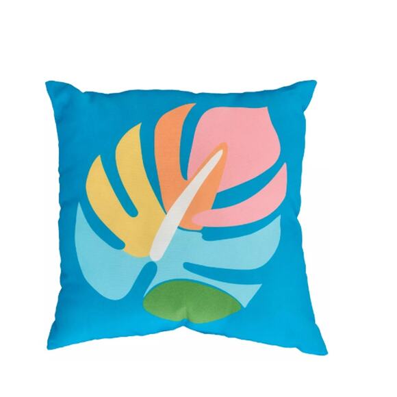 SALE. New! Monstera Leaf Indoor Outdoor Pillow - 18 x 18 - Picture 1 of 8